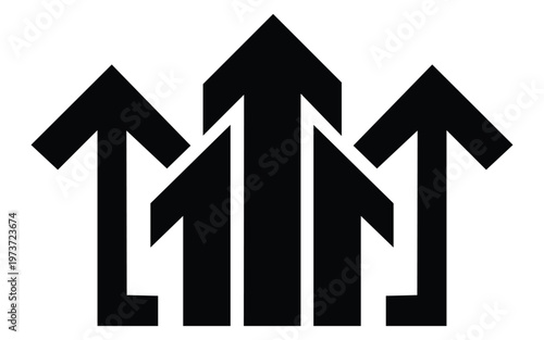Upward arrows growth direction icon representing progress success and business growth trend