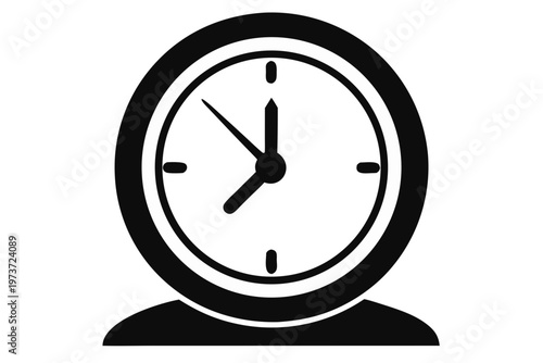 vector clock icon, clock silhouette vector, clock black symbol
