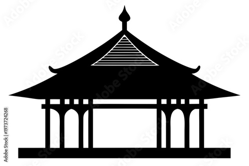 silhouette of a temple, traditional-house silhouette vector