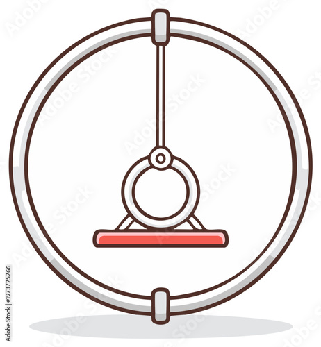 Hanging Gymnastic Rings With Red Bar Cartoon Sport Illustration
