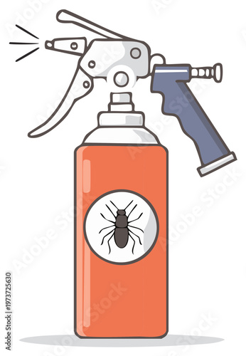 Insecticide spray bottle with pest logo. Pesticide dispenser for insect control. Ant spray. Vector design of pest control service.