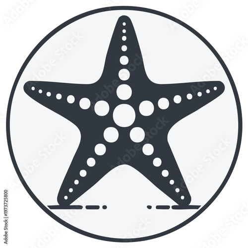 Stylized Dark Starfish Icon Within Circle Symbol Nautical Maritime Theme