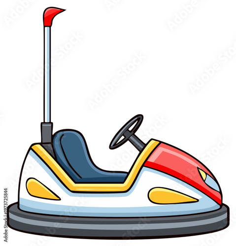Colorful cartoon bumper car vehicle for amusement park fairground fun and children's entertainment