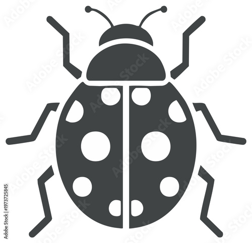 Simple ladybug insect glyph icon with spots top down view vector illustration