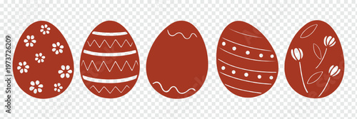 Unique decorative patterns with Easter egg silhouette collection, different shapes, Christian Tradition Happy Easter eggs for holiday artwork vector illustration.