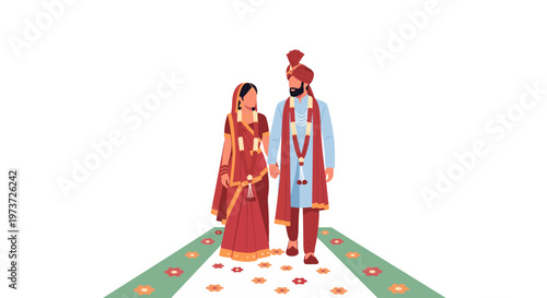 Indian Bride And Groom In Traditional Attire.