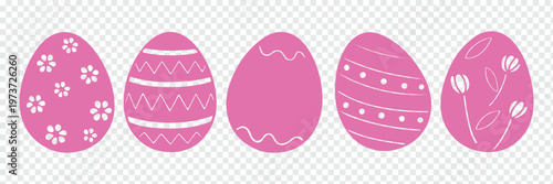 Unique decorative patterns with Easter egg silhouette collection, different shapes, Christian Tradition Happy Easter eggs for holiday artwork vector illustration.