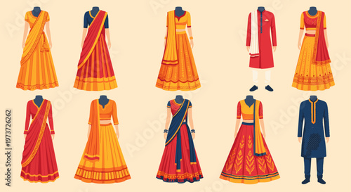 Array of Traditional Indian Womens Ethnic Dresses.
