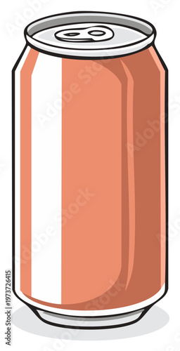 Vibrant Peach Colored Unlabeled Aluminum Drink Can Vector Illustration