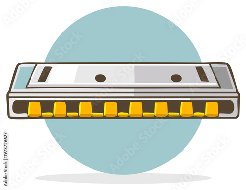 Cartoon Harmonica Illustration Classic Musical Instrument Harmonica Icon