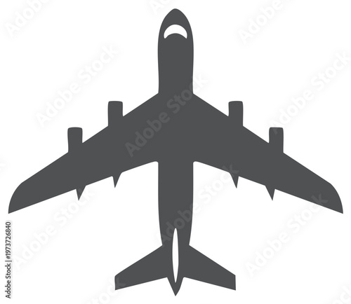 Airplane silhouette icon top view flight symbol for travel design