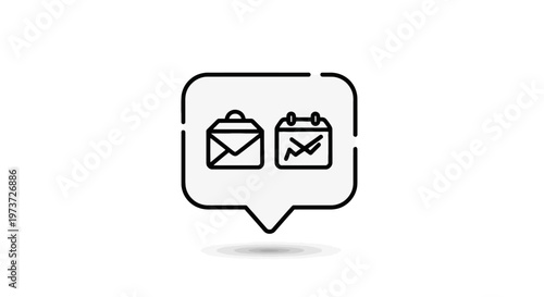 Email and calendar icons inside speech bubble with graphic resources