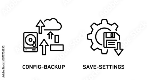 Configuration backup to cloud and save settings icons with config backup