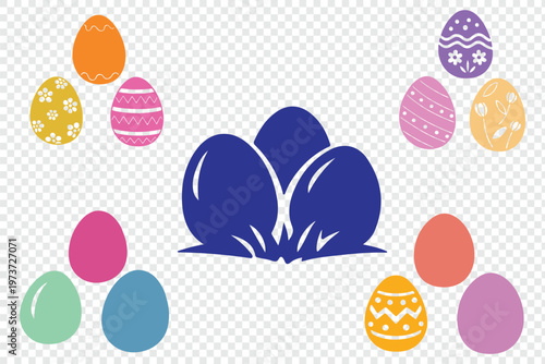 Decorated easter eggs colorful vector set