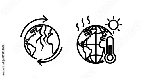 Global warming and climate change icons