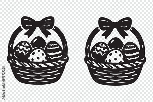 Colorful Easter Eggs Basket Celebration Spring Holiday Festive Tradition Isolated on Transparent Background