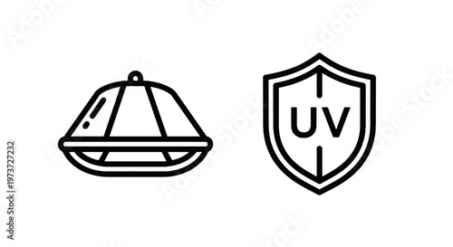 Outdoor light fixture and uv protection shield indicating sun resistance and safety