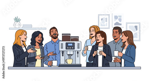 Colleagues Socializing During Office Coffee Break