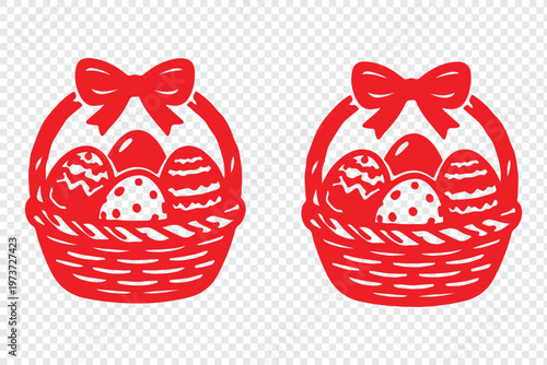 Colorful Easter Eggs Basket Celebration Spring Holiday Festive Tradition Isolated on Transparent Background