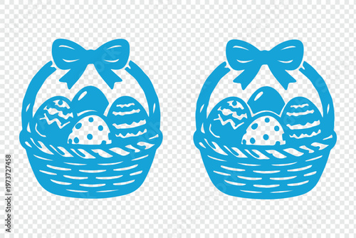 Colorful Easter Eggs Basket Celebration Spring Holiday Festive Tradition Isolated on Transparent Background