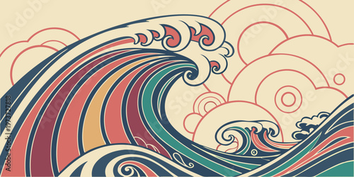 Abstract marbled acrylic paint ink painted waves painting texture colorful background banner - Bold colors, rainbow color swirls wave Generative AI
