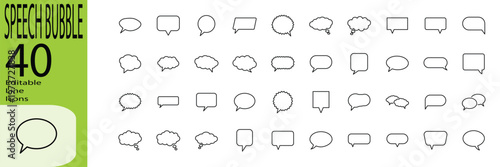 Speech Bubble icon set. Editable stroke. Vector illustration.
