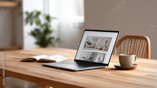 Digital Portfolio Mockup On Laptop Desk Scene