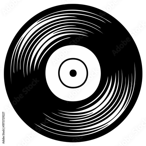 Retro vinyl record with grooved surface and center label
