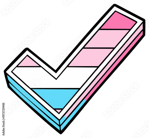 Transgender Pride Flag Colors Check Mark Symbol with Outline
