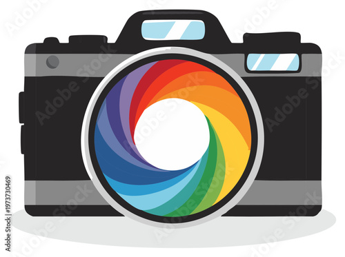 Analog Camera with Rainbow Aperture Photography Visuals