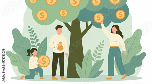 Family Saving and Investing for Financial Growth with a Money Tree