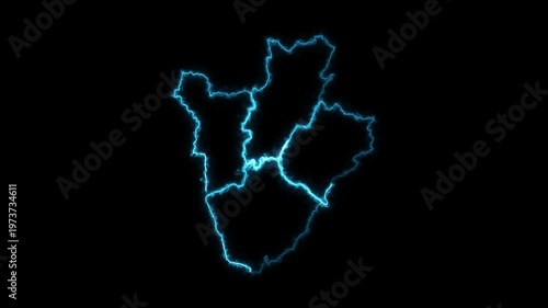 Burundi glowing neon map animation digital futuristic border outline geographic country design black background