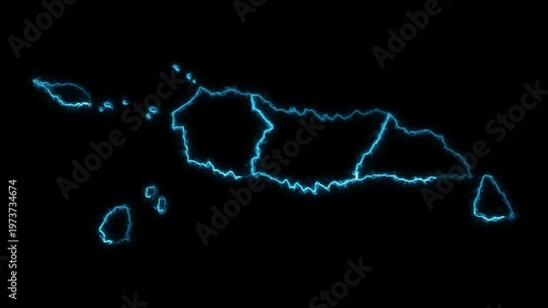 Cabo Verde islands glowing neon outline map animation digital futuristic border design black background