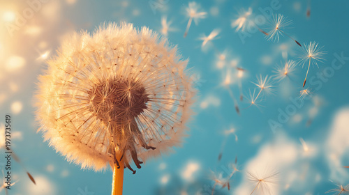Floral animation with blooming paper flowers and leaves on mint backdrop