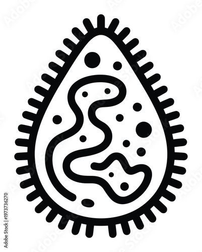 Stylized Black and White of a Microbe or Bacteria