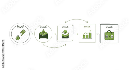 Green cubes stack growth success.