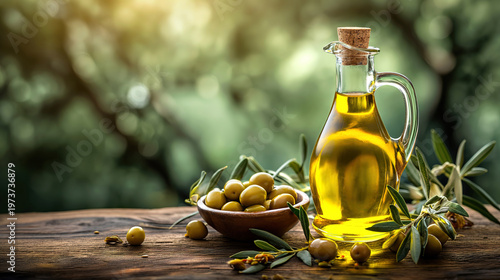 Fresh Olive Oil Showcased on a Clean Surface