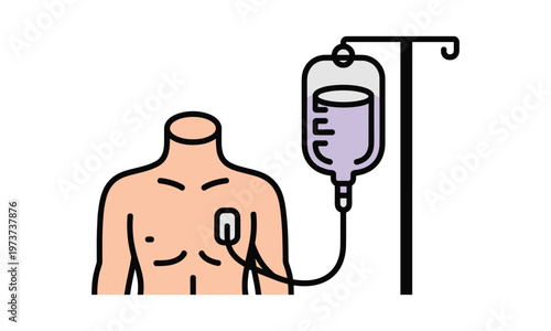 Medical, healthcare, vector illustration, patient receiving IV drip treatment, hospital care