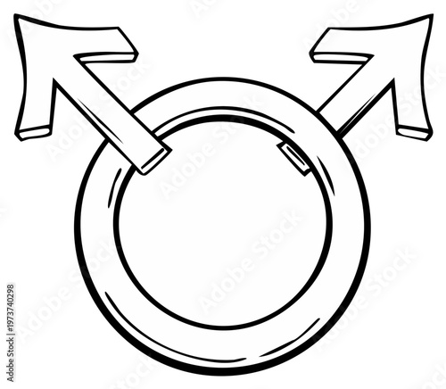 Hand drawn symbol representing male gender identity and masculinity in a simple outline style