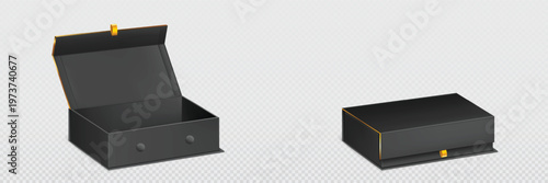 Magnet box 3d mockup, closed and open container