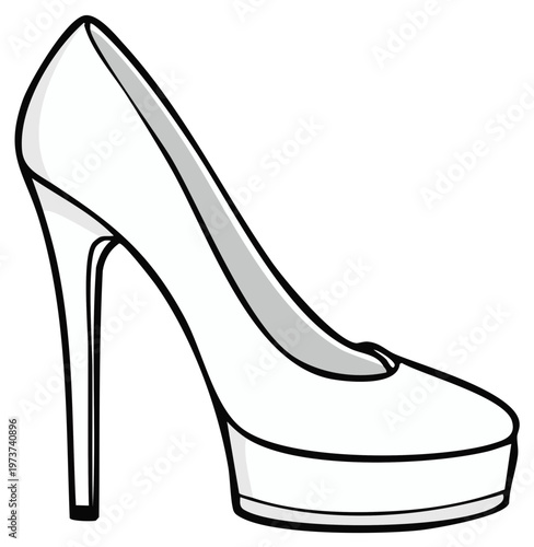 Elegant white high heel shoe with platform and stiletto heel a stylish footwear icon