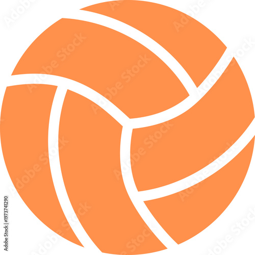 Vector beach ball icon, Orange and white, Volleyball silhouette vector, Volleyball icon, Volleyball Orange symbol, Basketball, single object, sports ball, vector. White and Orange contour drawing.