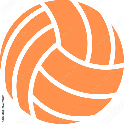 Vector beach ball icon, Orange and white, Volleyball silhouette vector, Volleyball icon, Volleyball Orange symbol, Basketball, single object, sports ball, vector. White and Orange contour drawing.