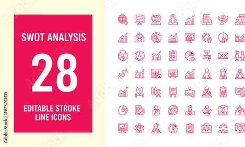 swot analysis editable line icons motion graphics animation 4k footage