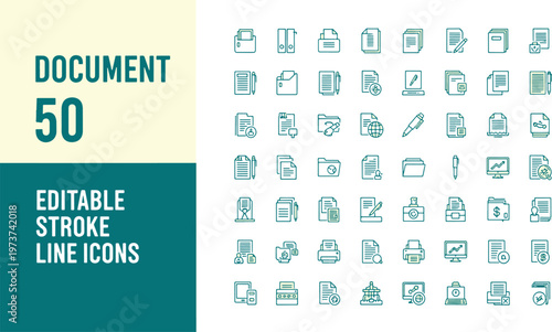 flat design editable stroke line icons animation video footage