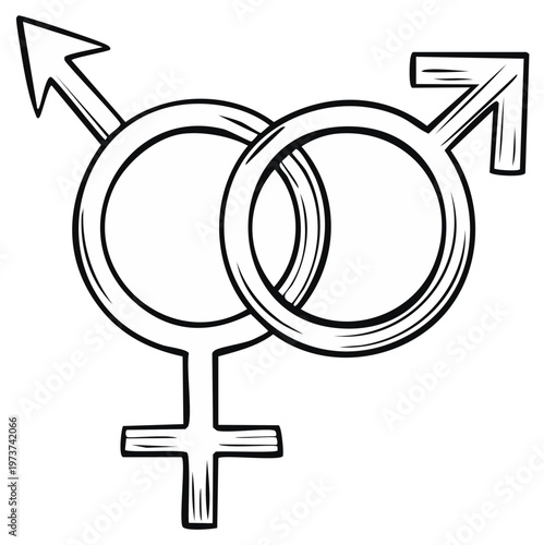 Interlocked Gender Symbols Representing Male, Female, and Transgender Identities