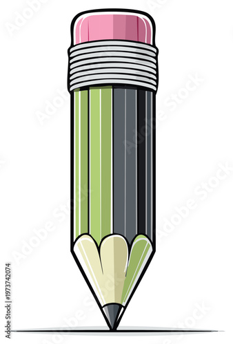 Graphic pencil with eraser drawing a line on white background