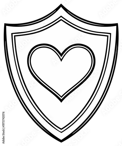 Outline of a Shield Featuring a Heart Symbol