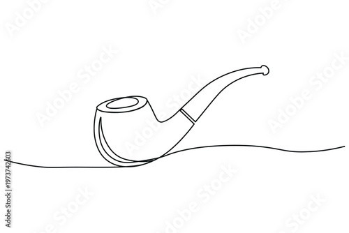 Continuous line drawing of smoking pipe. classical tobacco pipe for smoking device.