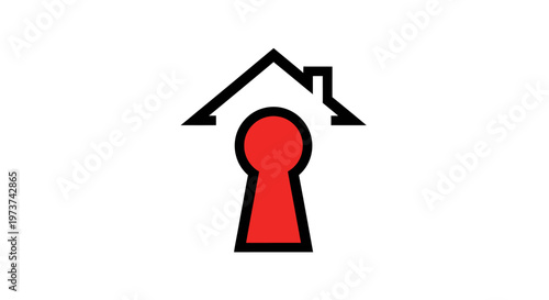 Red Key Home House Symbol Icon.